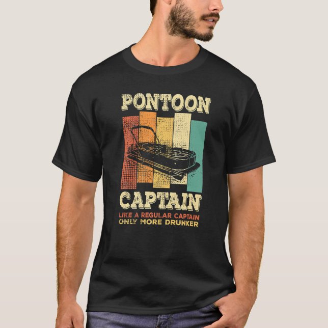 Mens PONTOON BOAT CAPTAIN  like a regular Captain  T-Shirt (Front)