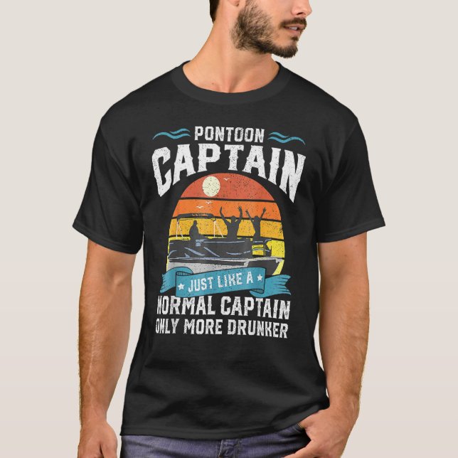 Mens Pontoon Captain Boot Ship Present T-Shirt (Front)