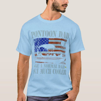 Mens Pontoon Dad Boating American Flag 4Th Of July T-Shirt