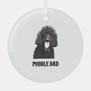 Mens Poodle Dad - Standard Poodle Dad Glass Tree Decoration