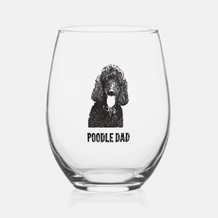 Mens Poodle Dad - Standard Poodle Dad Stemless Wine Glass