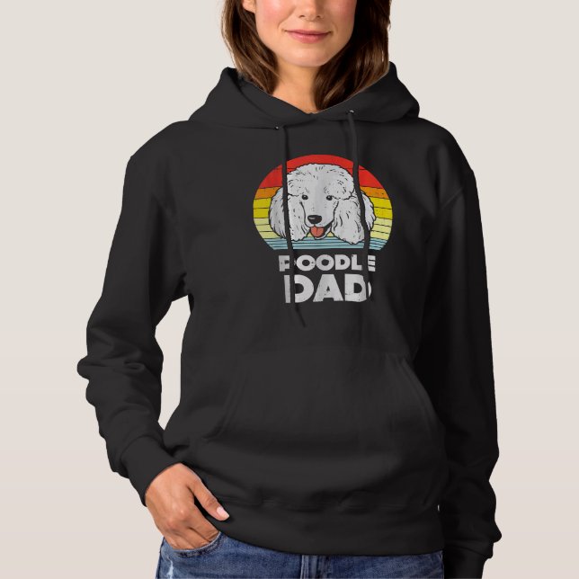 Mens Poodle Dad Sunset Retro Animal Pet Dog Lover  Hoodie (Front)