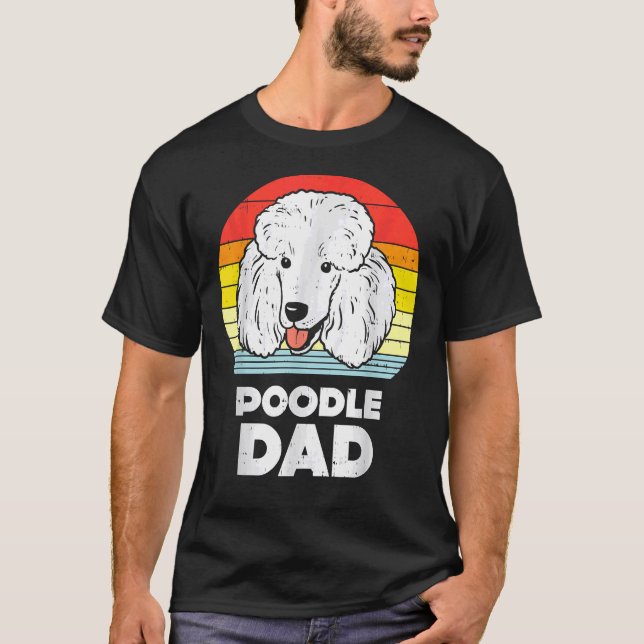 Mens Poodle Dad Sunset Retro Animal Pet Dog Lover  T-Shirt (Front)