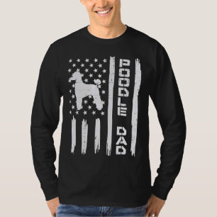 Mens Poodle Dad Us Flag Vintage Patriot Dog Lover T-Shirt