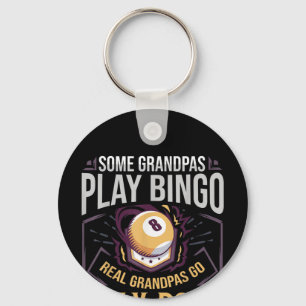 Mens Pool Billiards Gift Grandpa 8 Ball Player Key Ring