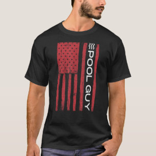 Mens Pool Guy Patriotic 4th of July Flag 7 T-Shirt