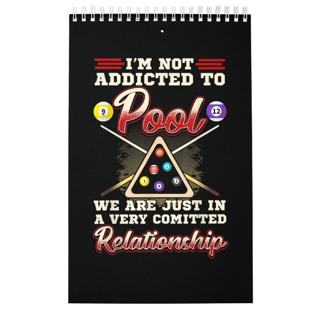 Mens Pool Player  8 Ball Billiards Shooting Pool Calendar (Cover)