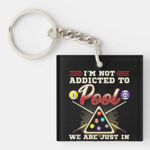 Mens Pool Player  8 Ball Billiards Shooting Pool Key Ring