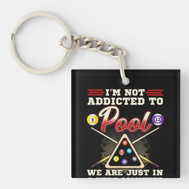 Mens Pool Player  8 Ball Billiards Shooting Pool Key Ring (Front)