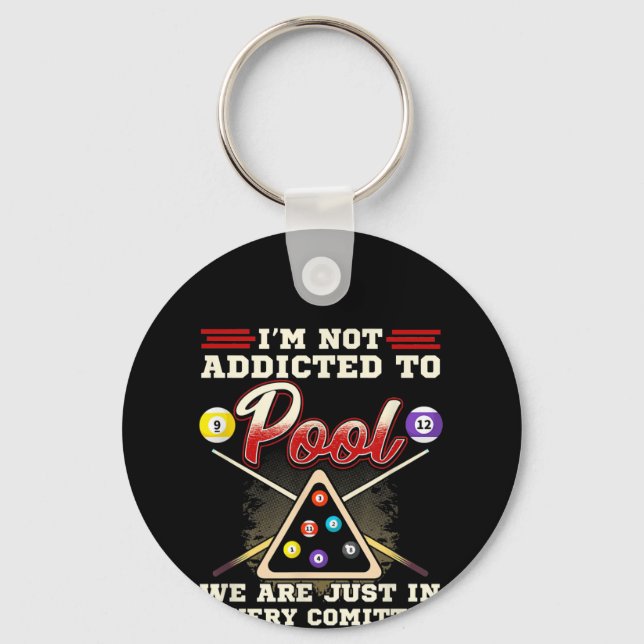 Mens Pool Player  8 Ball Billiards Shooting Pool Key Ring (Front)