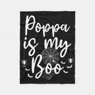 Mens Poppa Is My Boo Matching Family Halloween Fleece Blanket