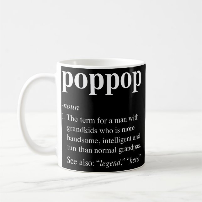 Mens Poppop Definition Funny Noun Grandpa Defined Coffee Mug (Left)
