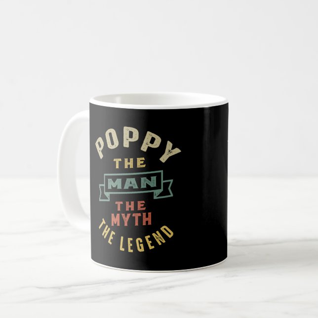 Mens Poppy The Man Myth Legend Father Gift Coffee Mug (Front Left)