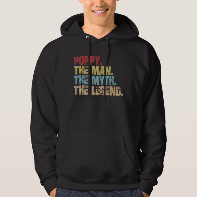 Mens Poppy The Man The Myth The Legend  For Grandp Hoodie (Front)