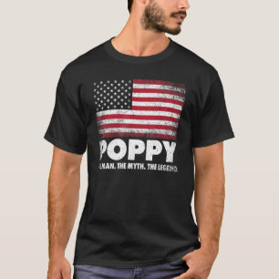 Mens Poppy The Man The Myth The Legend Grandpa Fat T-Shirt