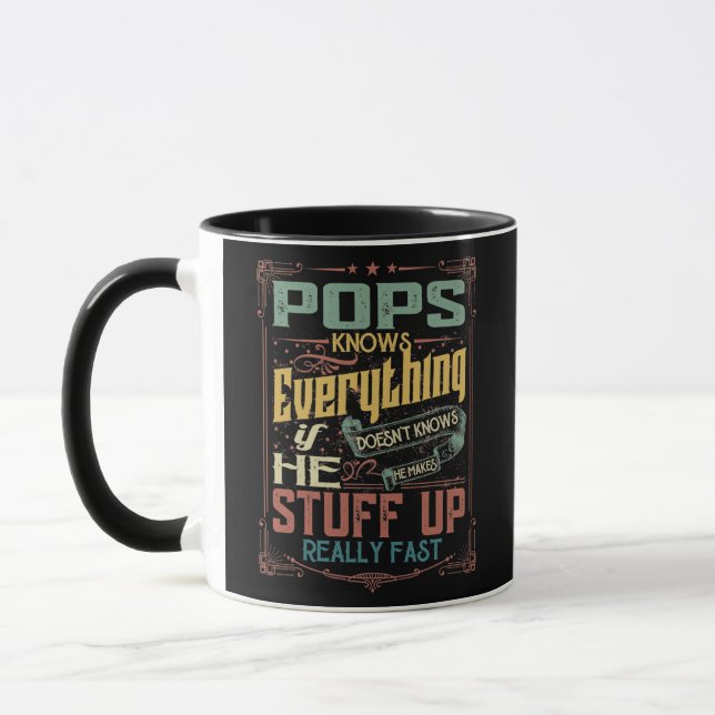 Mens Pops Knows Everything If He Doesn't Know Mug (Left)