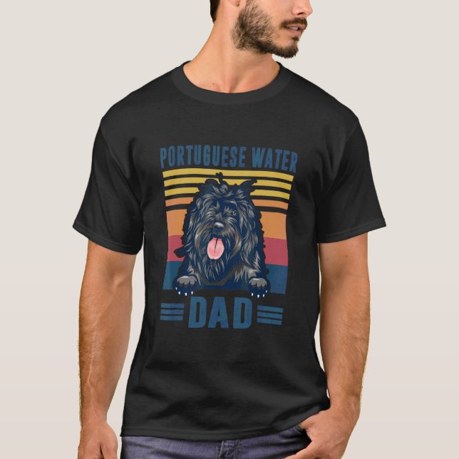 Mens Portuguese Water Dad Father Retro Portuguese  T-Shirt (Front)