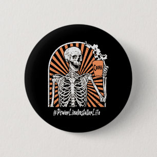Mens Power Line Installer Life Coffee Skeleton 6 Cm Round Badge