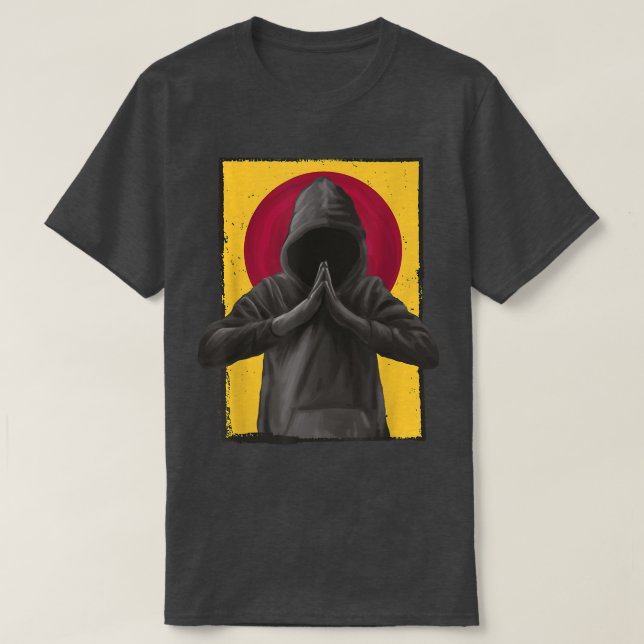 Mens Praying Hood Japanese Japan Flag Anime  T-Shirt (Design Front)