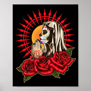 Mens Praying La Calavera Catrina - Sugar Skull - Poster
