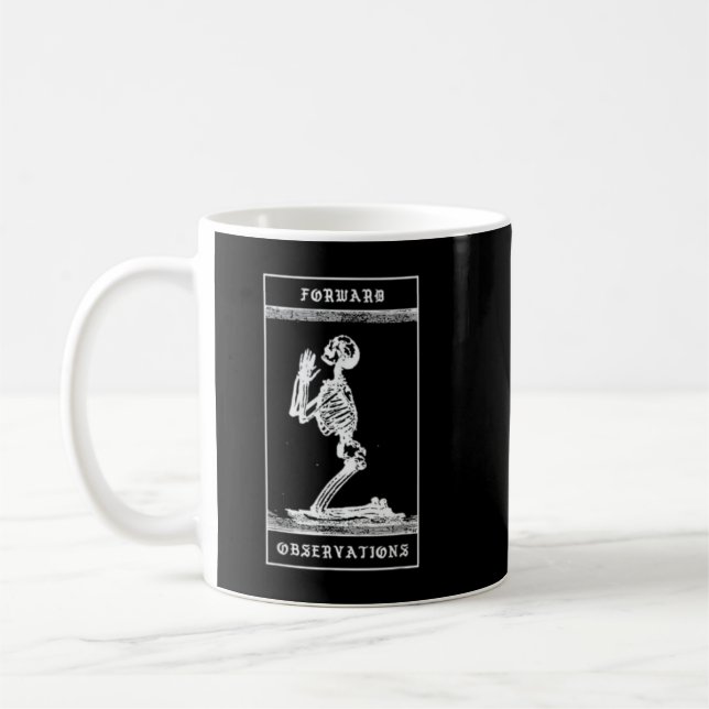 Mens Praying Skeleton forward observation group cr Coffee Mug (Left)