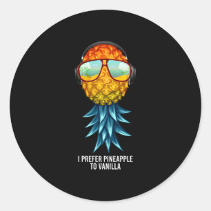 Mens prefer pineapple to vanilla upside down classic round sticker