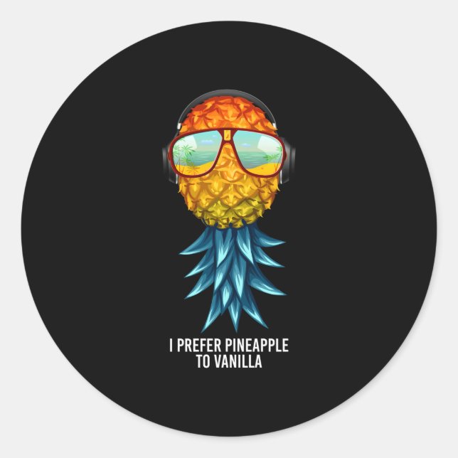 Mens prefer pineapple to vanilla upside down classic round sticker (Front)