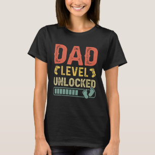 Mens Pregnancy Announcement Dad Level Unlocked Fut T-Shirt