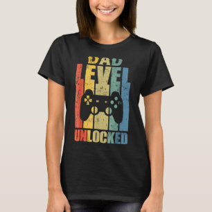 Mens Pregnancy Announcement Dad Level Unlocked Soo T-Shirt