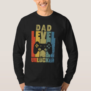 Mens Pregnancy Announcement Dad Level Unlocked Soo T-Shirt