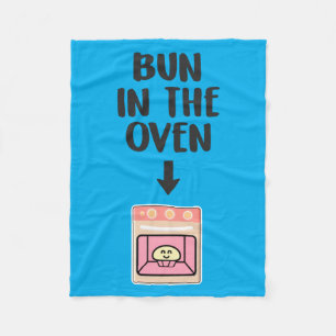Mens Pregnant Announcement Bun In The Oven Girl Fleece Blanket