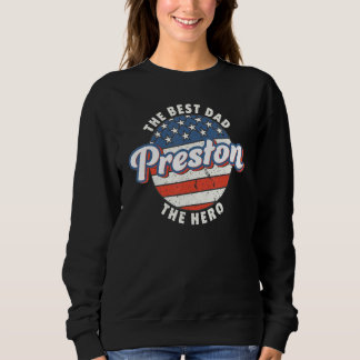 Mens Preston Best Dad Hero US Flag Personalised Fa Sweatshirt