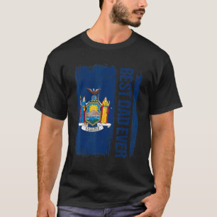 Mens Pride Best Dad New York State Flag T-Shirt