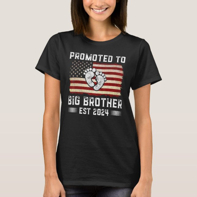 Mens Promoted To Big Brother 2024 First Time Fathe T-Shirt (Front)