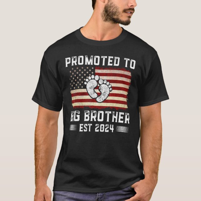 Mens Promoted To Big Brother 2024 First Time Fathe T-Shirt (Front)