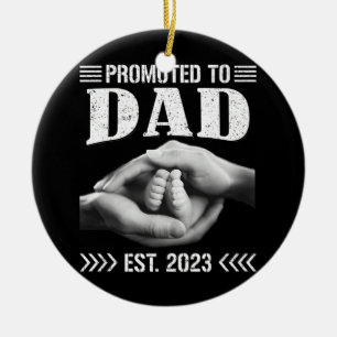 Mens Promoted To Dad 2023 Soon To Be New Dad 2023 Ceramic Ornament