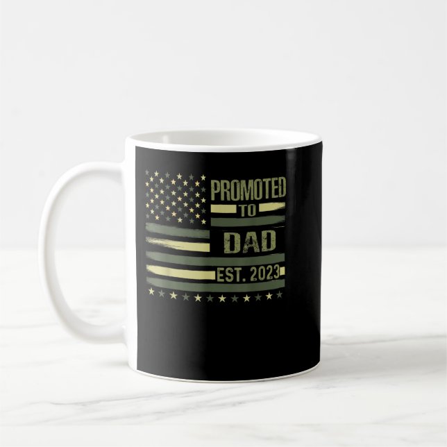 Mens Promoted To Dad Est 2023  Proud Army Military Coffee Mug (Left)