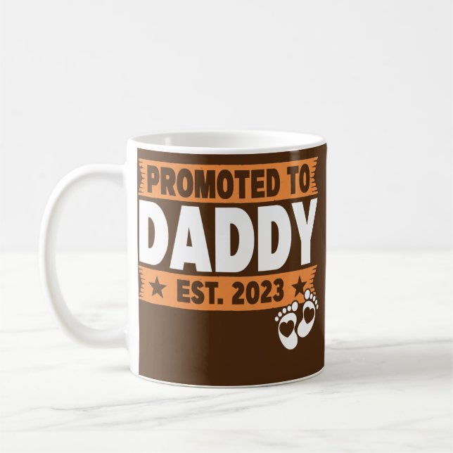 Mens Promoted To Daddy 2023 First Time Father's Coffee Mug (Left)