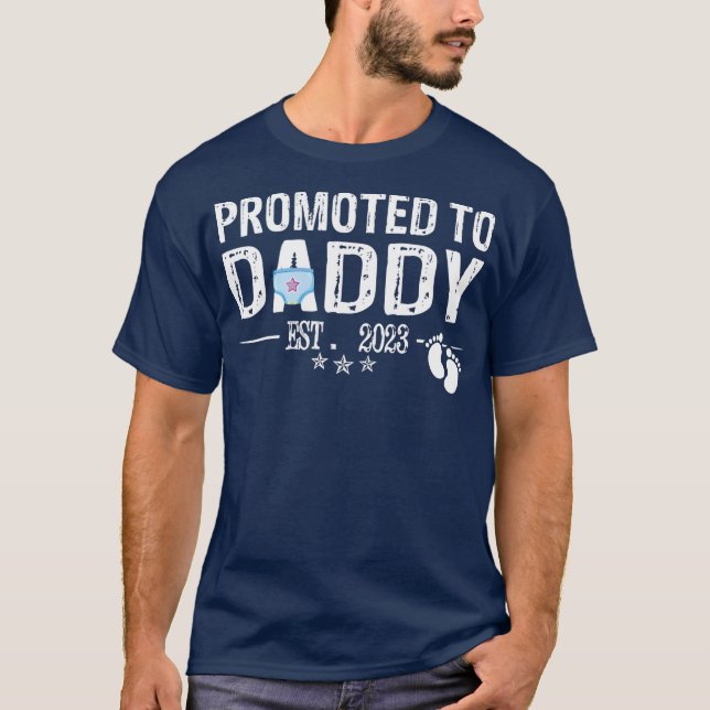 Mens Promoted To Daddy 2023 First Time Father's T-Shirt (Front)