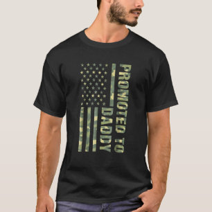 Mens Promoted To Daddy American Flag Camo Father's T-Shirt