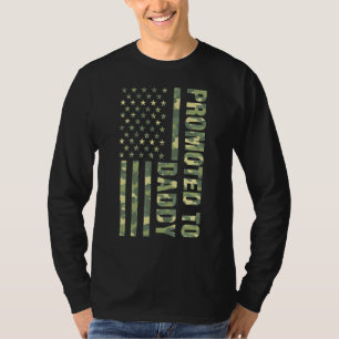 Mens Promoted To Daddy American Flag Camo Fathers T-Shirt