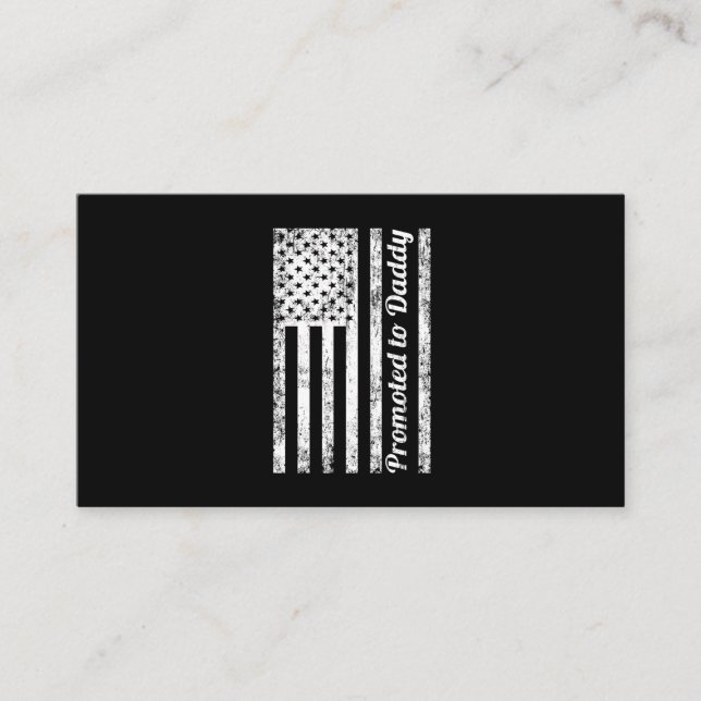 Mens Promoted to daddy: Distressed American (USA) Business Card (Front)