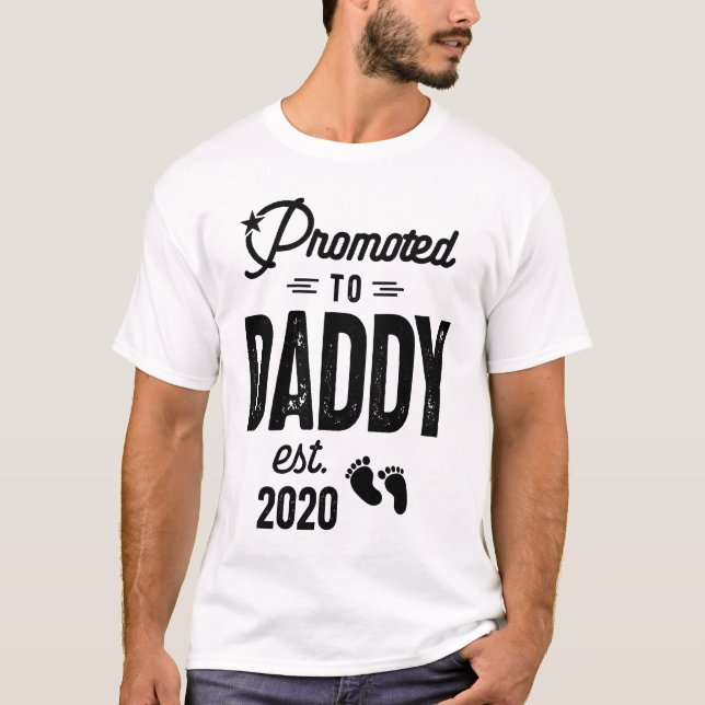 Mens Promoted To Daddy Est. 2020 Baby Gift For New T-Shirt (Front)