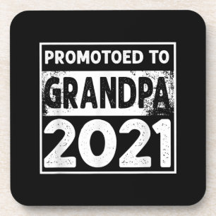 Mens Promoted To Grandpa 2021 Granddad Coaster