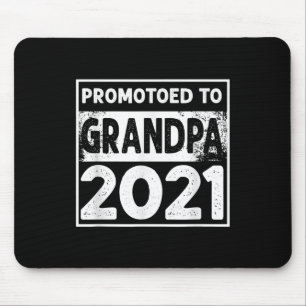 Mens Promoted To Grandpa 2021 Granddad Mouse Pad