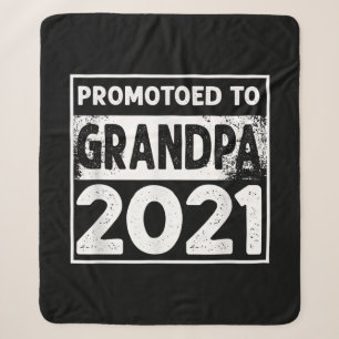 Mens Promoted To Grandpa 2021 Granddad Sherpa Blanket