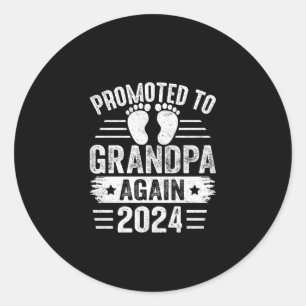 Men's Promoted To Grandpa Again Est 2024 Classic Round Sticker