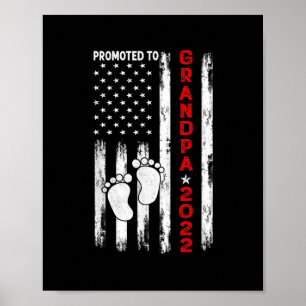 Mens Promoted To Grandpa Est 2022 American Flag Poster