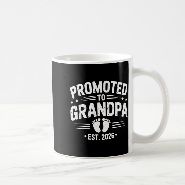 Mens Promoted To Grandpa Est 2026 New Grandpa Preg Coffee Mug (Right)