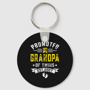 Mens promoted to grandpa of twins est 2027 key ring